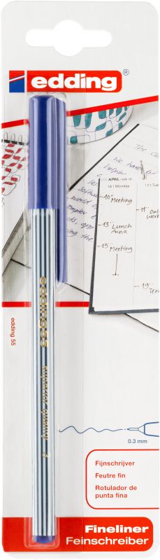 Fineliner edding 55 finepen, 0,3 mm, blau