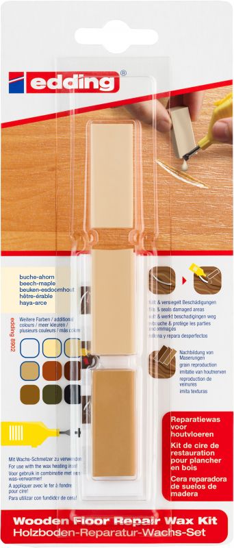 Holzboden-Reparaturwachs-Set 8902 Reparieren und Pflegen zu Hause, buche-ahorn
