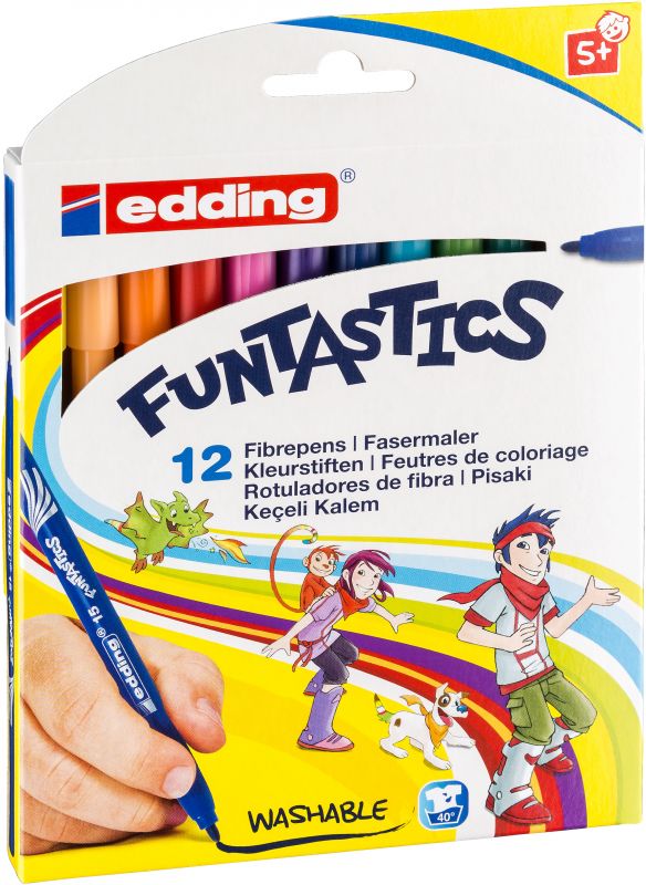 Fasermaler Filzstifte e-15 12er Set FUNTASTIC, ca. 1 mm