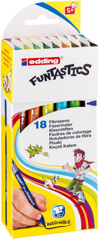 Fasermaler Filzstifte e-15 18er Set FUNTASTIC, ca. 1 mm