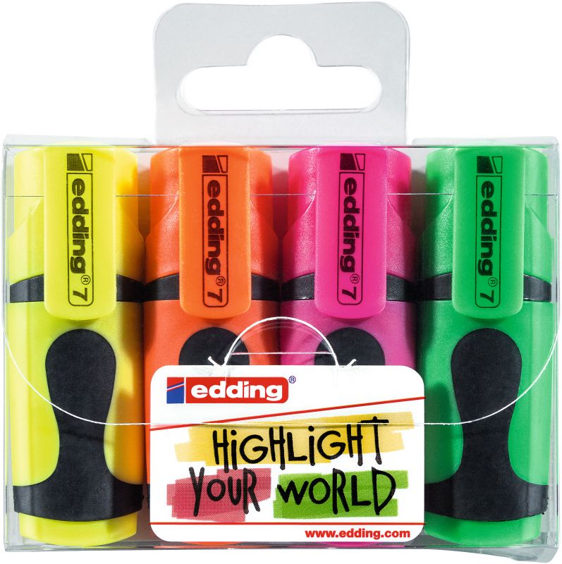 Textmarker edding 7 mini highlighter, 1-3 mm, sortiertes Set