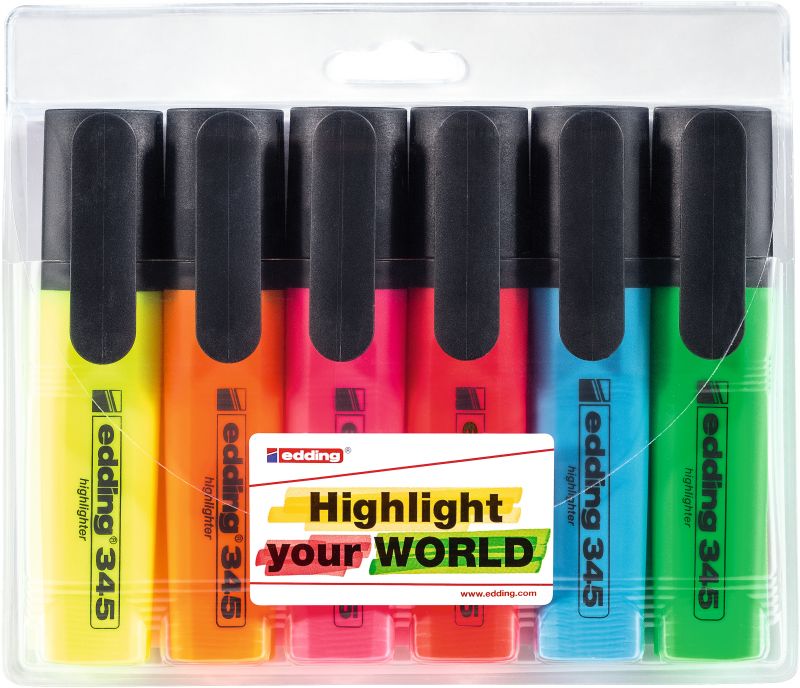 Textmarker edding 345 highlighter, nachfüllbar, sortiert