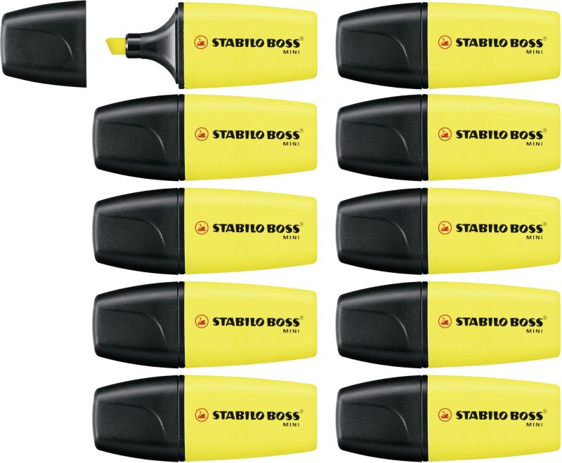 Textmarker - STABILO BOSS MINI - 10er Pack - gelb