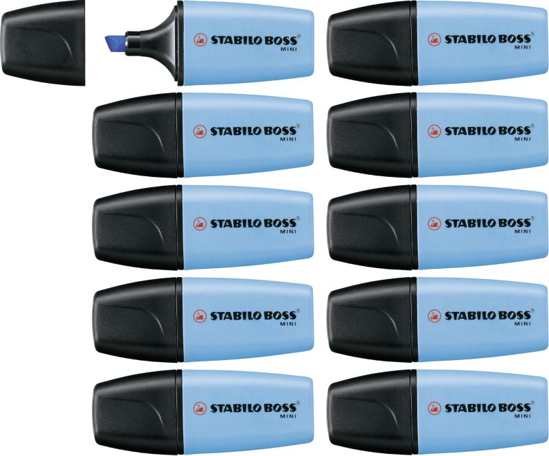 Textmarker - STABILO BOSS MINI - 10er Pack - blau