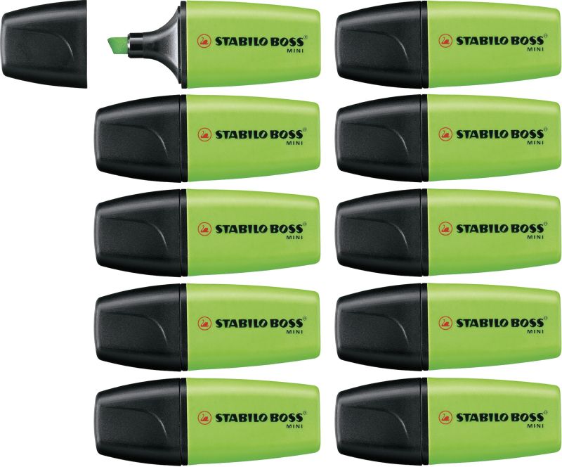 Textmarker - STABILO BOSS MINI - 10er Pack - grün