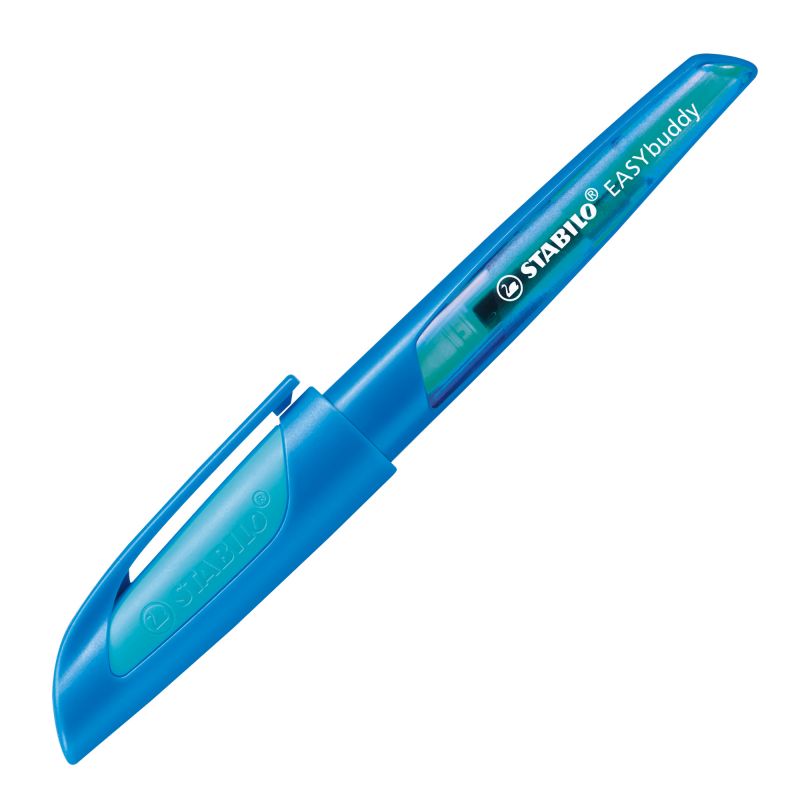 Schulfüller mit Standard-Feder M - STABILO EASYbuddy in dunkelblau/hellblau - Schreibfarbe blau (löschbar) - Einzelstift - inklusive Patrone