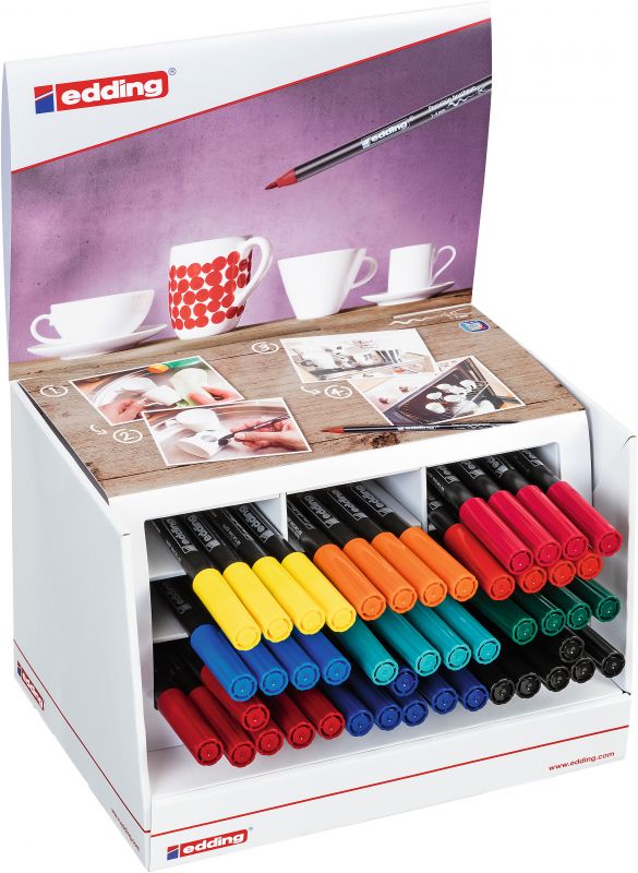 Porzellan-Pinselstift Display 51590 klein, 46-teilig, Farbe: sortiert