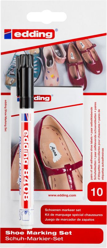 Schuh-Markier-Set 8404, inkl. 20 Schuhetiketten, 0,75 mm, schwarz