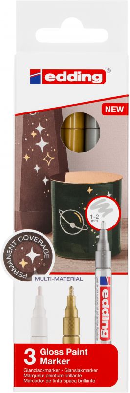 Glanzlackmarker 751 metallic, 1 - 2 mm, 3er Set sortiert