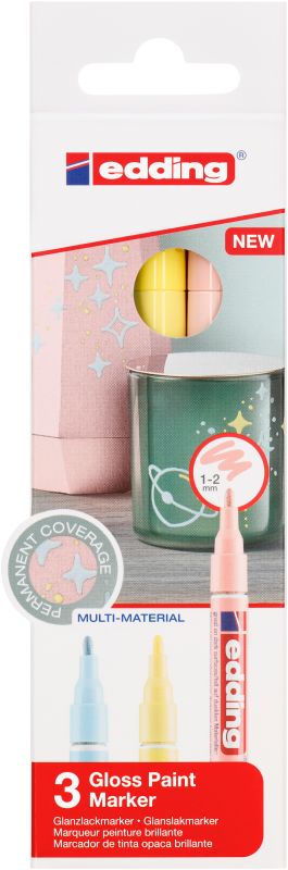 Glanzlackmarker 751 Pastell, 1 - 2 mm, 3er Set sortiert