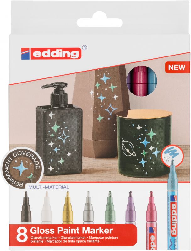 Glanzlackmarker 751 metallic, 1 - 2 mm, 8er Set sortiert