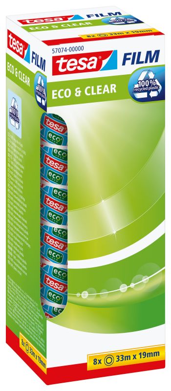 tesa Film Eco & Clear SPARPACK, transparent, 19 mm x 33 m