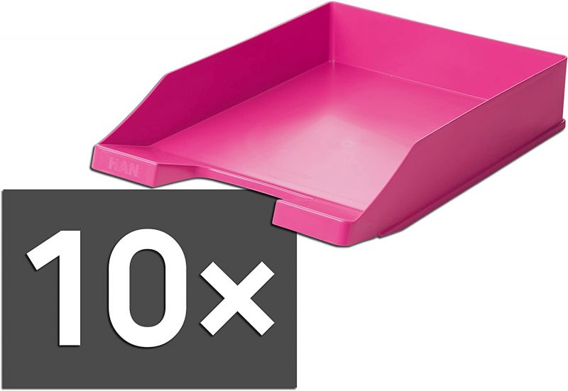 10er Pack Briefablage KLASSIK, pink DIN A4/C4, stapelbar, stabil HAN