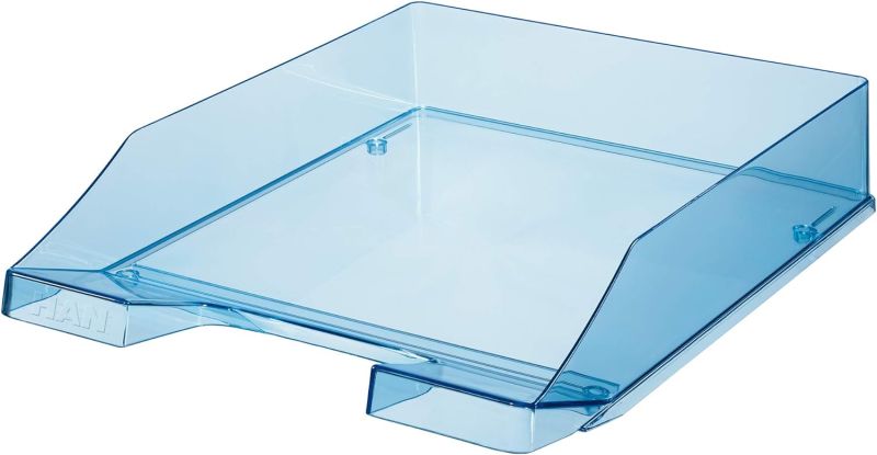 HAN Briefablage KLASSIK TRANSPARENT, 6 STÜCK, moderne, transparente und stapelbare Ablage im frischen Design bis Format A4/C4, 1026-X-26, transparent-blau