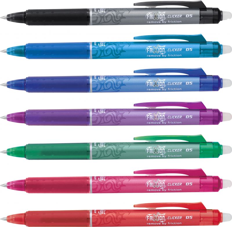 PILOT Tintenroller FRIXION BALL CLICKER Point Profi 05, 7-er Set