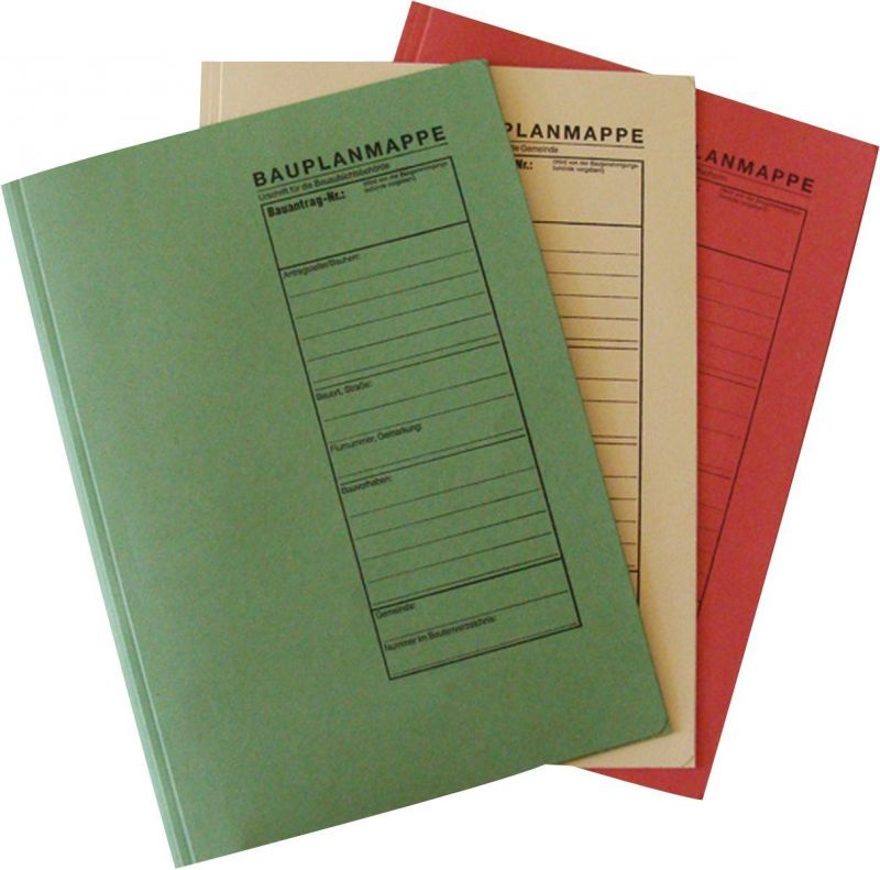 RNK - Verlag 2777 - Bauplanhefter für das Bauantragsverfahren, Maße (BxH) 230 x 318 mm, 1 Packung à 3 Stück, farbig sortiert