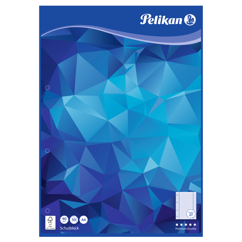 Pelikan Schreibblock A4 Lineatur 27, liniert mit Doppelrand, 50 Blatt - 10er Pack