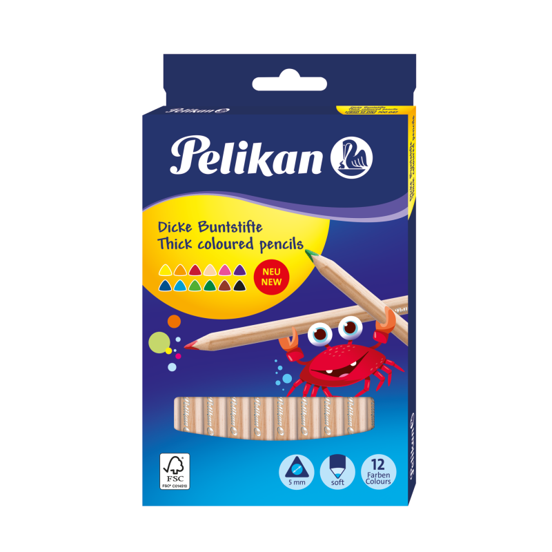 Pelikan Buntstifte Set Jumbo, dreieckig, 12 Farben