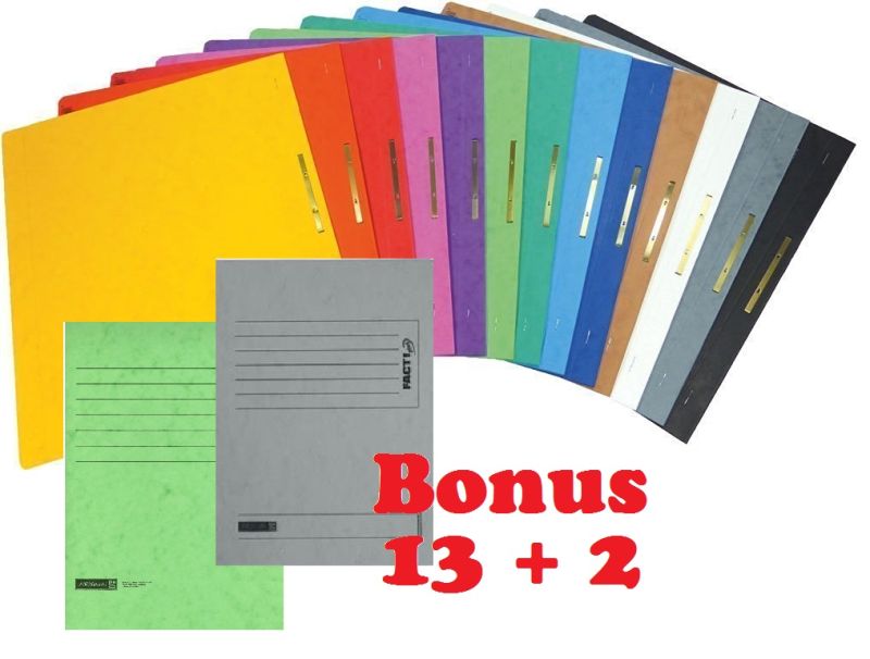 Brunnen Schnellhefter Pappe extrastark - GROßPACK bunt - (13+2) 15 Stück bzw. Farben im Pack - für Schule, Job, Büro und zu Hause