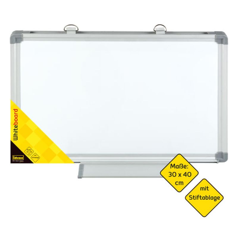 Idena 568024 - Whiteboard mit Aluminiumrahmen und Stiftablage, ca. 40 x 30 cm groß, zur Wandmontage geeignet, ideal für das Büro und zu Hause