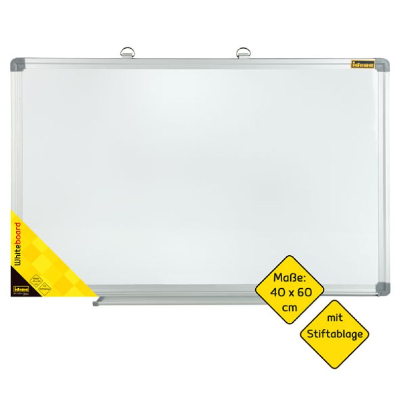 Idena 568019 – Whiteboard mit Aluminiumrahmen und Stiftablage, ca. 60 x 40 cm groß, zur Wandmontage geeignet, ideal für das Büro und zu Hause