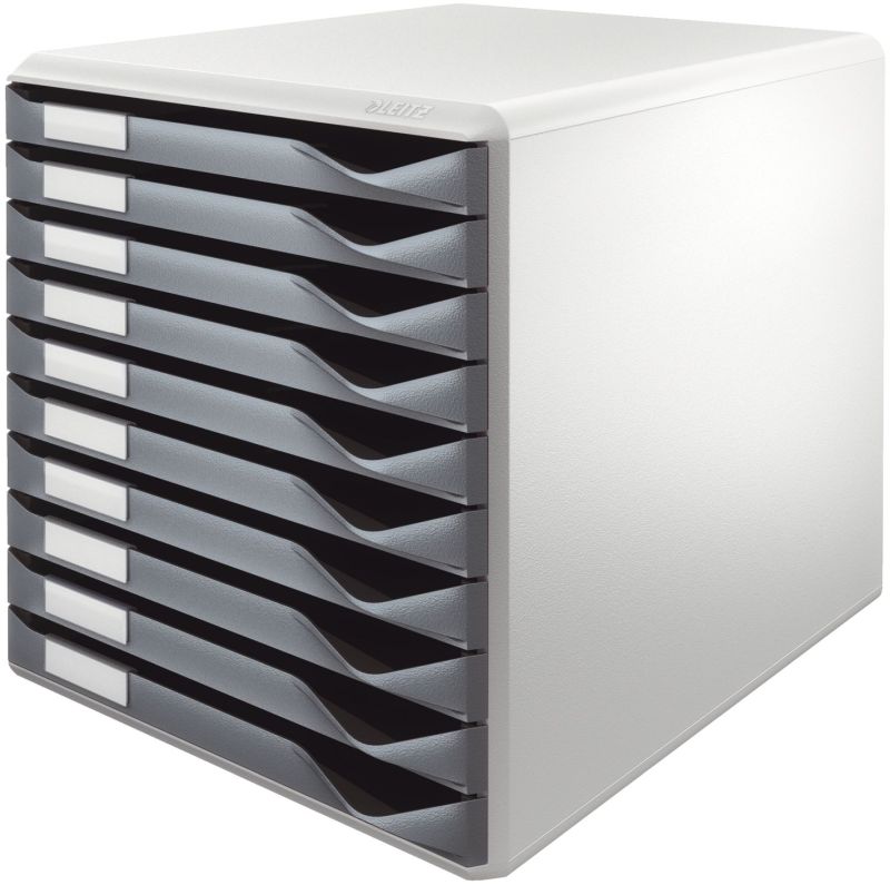 Leitz 5281 Schubladenset Formular-Set - A4/C4, 10 geschlossene Schubladen, lichtgrau/dunkelgrau