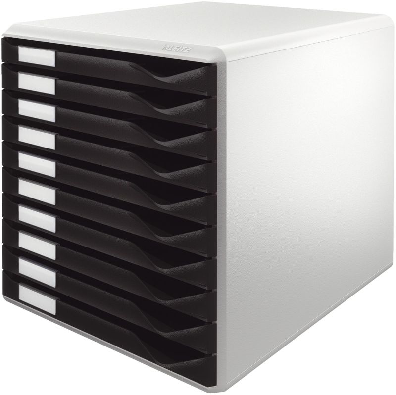 Leitz 5281 Schubladenset Formular-Set - A4/C4, 10 geschlossene Schubladen, lichtgrau/schwarz