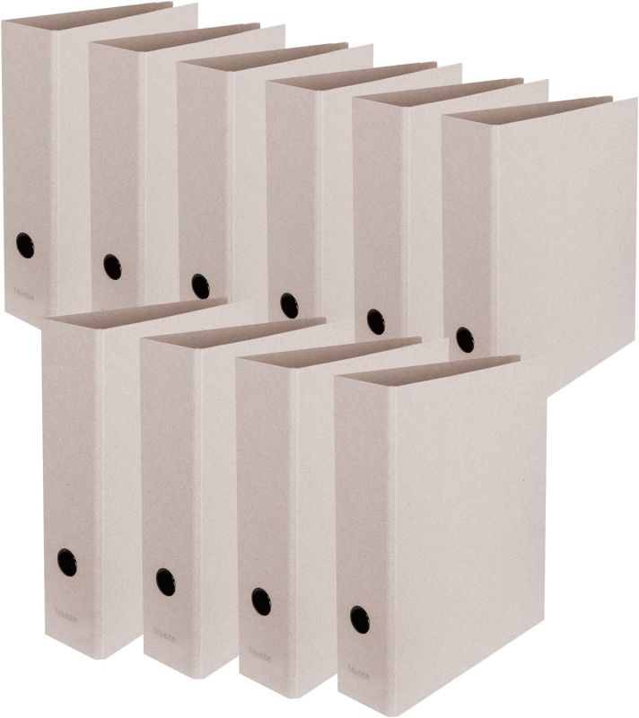Original Falken 10er Pack Vegan-Ordner Pure Raw. Made in Germany. 8 cm breit DIN A4 Grau naturbelassen puristisch umweltfreundlich Öko Aktenordner Briefordner Büroordner Pappordner Schlitzordner