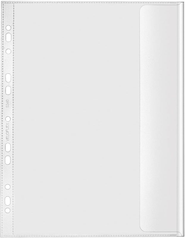 VELOFLEX 5340000 - Dokumentenhüllen DIN A4, aus PP 130my, dokumentenecht, transparent, farblos, 10er Packung