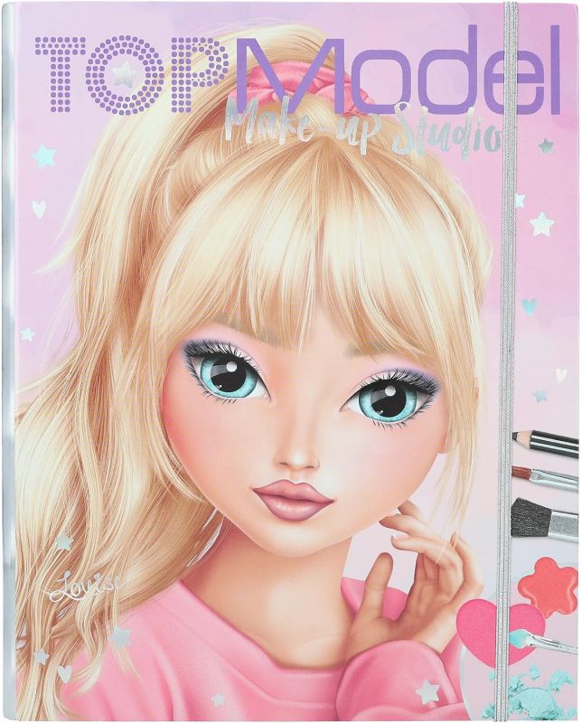 Depesche 12876 TOPModel Make Up Studio - Kreativmappe zum Gestalten schöner Makeup-Looks, inkl. Ausmalblock, Schmink-Palette und 4 Pinseln
