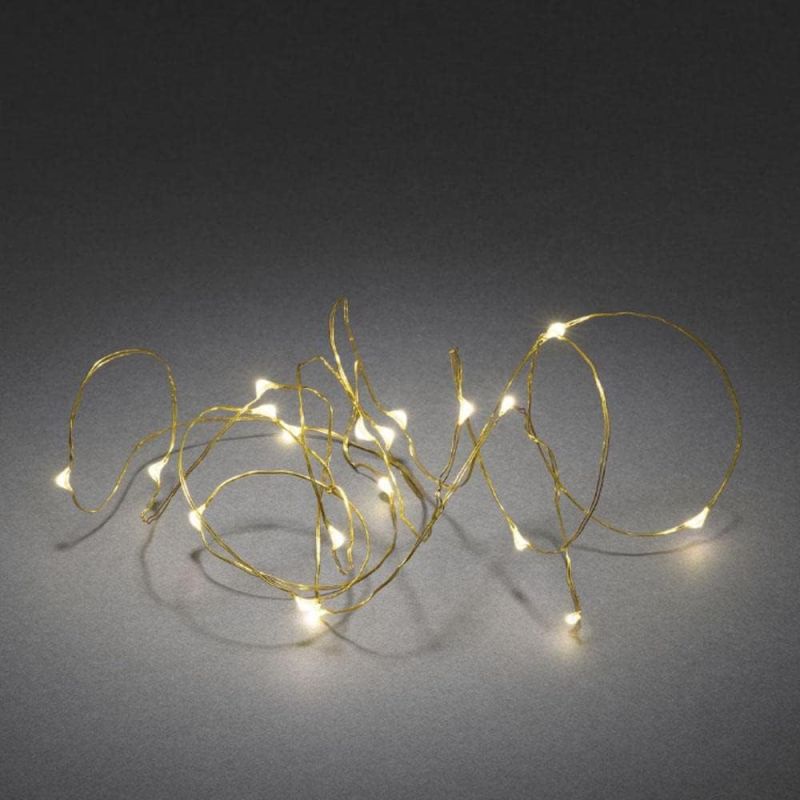 Konstsmide 1461-180 40er Micro LED Lichterkette mit warmweißen Dioden -  6h Timer - batteriebetrieben - Innen