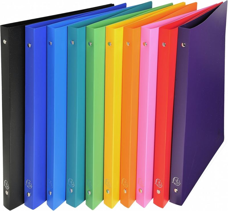 Exacompta 51299E 20er Pack Premium Kunststoff-Ringbuch OPAK aus Kunststoff 4-O Ringe Füllhöhe 15 mm DIN A4 Plastikordner ideal für Büro und Schule farbig sortiert