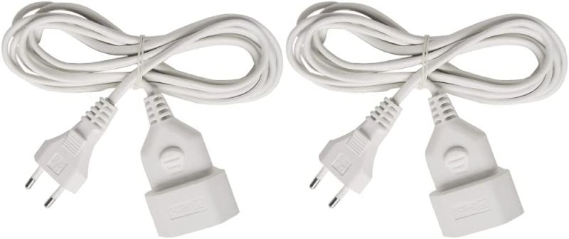 Brennenstuhl 1161660 Kunststoff-Verlängerungskabel 3m weiß H03VVH2-F 2x0,75 Euroverlängerungskabel mit Eurostecker und Eurokupplung
