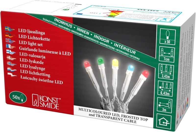 Konstsmide 6343-523 50er LED-Lichterkette mit mehrfarbigen Dioden für den Innenbereich - Netzbetrieb