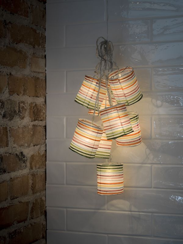 Konstsmide 1479-503 LED Dekolichterkette mit bunten Papierlaternen - 16 warmweiße Dioden