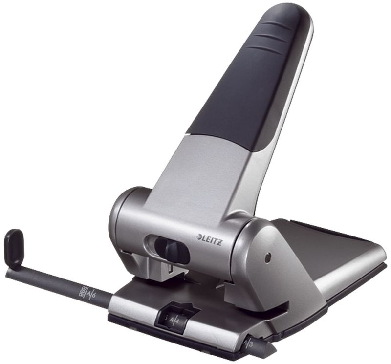 Leitz 5180 Registraturlocher bis A3 - 65 Blatt, mit Anschlagschiene, silber