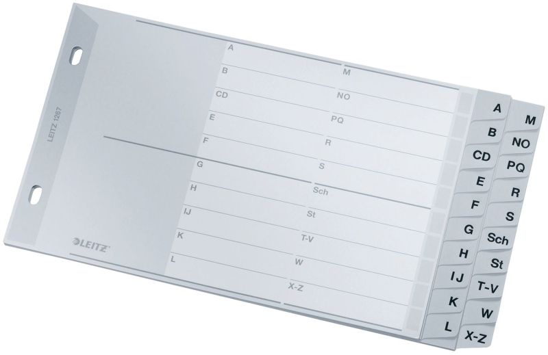 Leitz 1267 Register - A - Z, PP, A5 quer, 2 Abläufe, 20 Blatt, grau