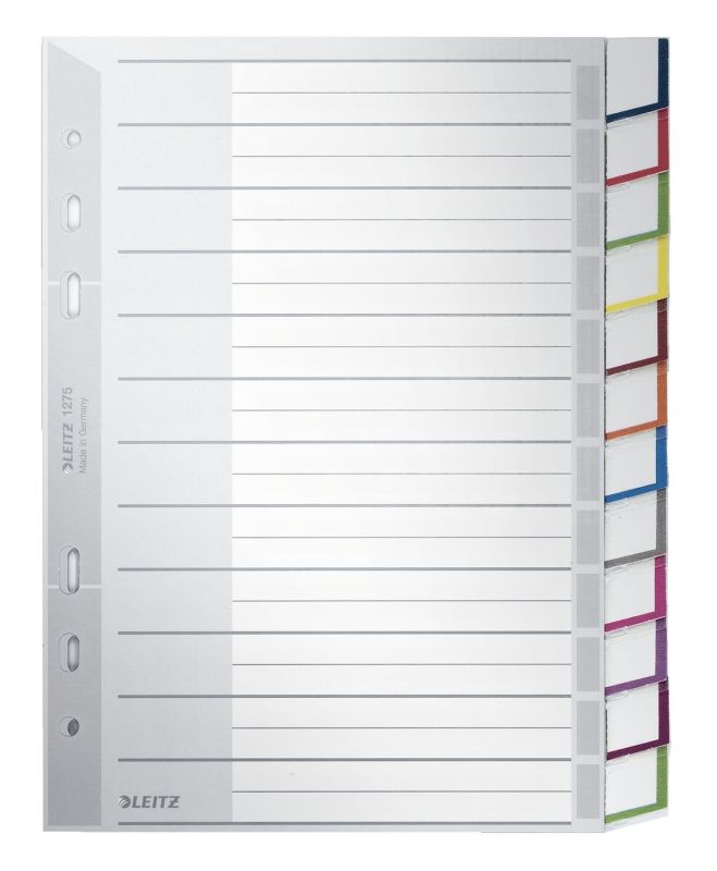 Leitz 1275 Register - PP, blanko, A5, 12 Blatt, grau