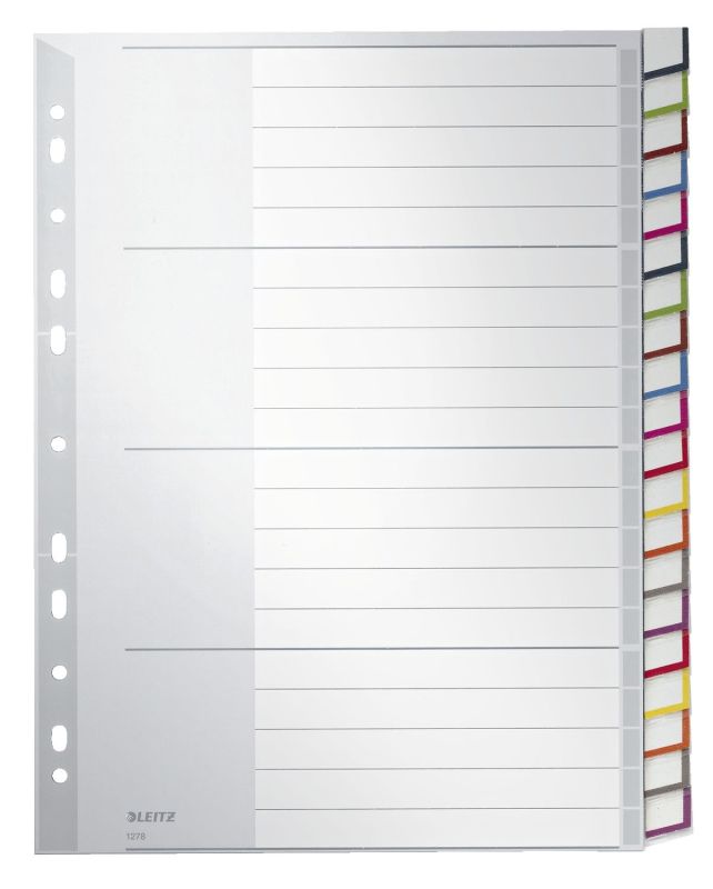 Leitz 1278 Register - PP, blanko, A4, 20 Blatt, grau