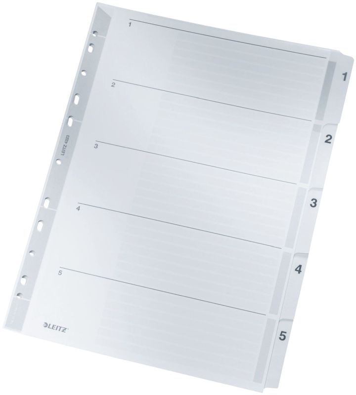 Leitz 4323 Zahlenregister - 1-5, A4, Karton, 5 Blatt, grau