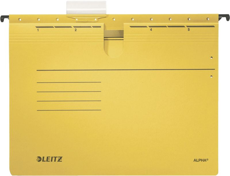Leitz 1984 Hängehefter ALPHA® - kfm. Heftung, Pendarec-Karton, 5 Stück, gelb
