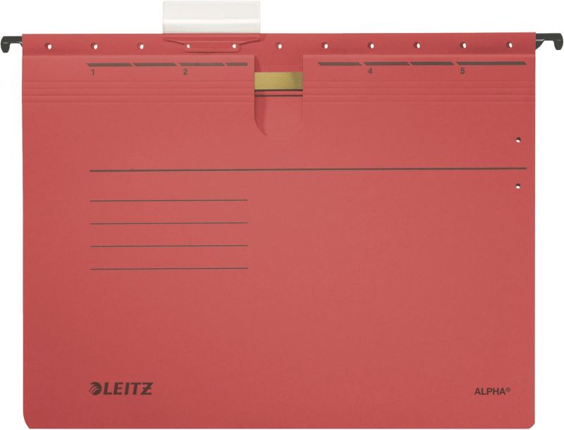 Leitz 1984 Hängehefter ALPHA® - kfm. Heftung, Pendarec-Karton, 5 Stück, rot