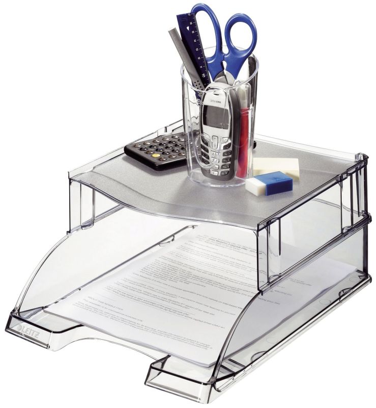 Leitz 5234 Distanzelement Plus, für Briefkörbe Plus, grau transparent