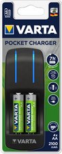 VARTA Ladegerät Pocket Charger, mit 4 x AA Akkus 2.100 mAh
