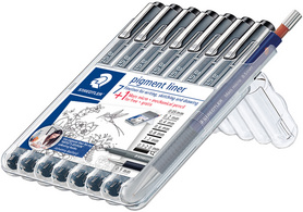 STAEDTLER Pigmentliner, schwarz, 7er Etui