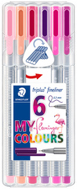 STAEDTLER Fineliner triplus MY flamingo COLOURS, 6er Etui