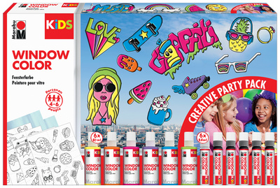Marabu KiDS Window Color-Set Party Pack, 6 x 80 ml