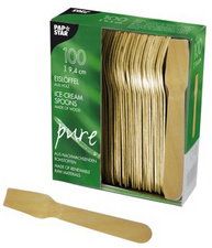 PAPSTAR Holz-Eislöffel pure, Länge: 94 mm, 100er