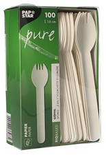 PAPSTAR Papier-Göffel pure, Länge: 160 mm, weiß