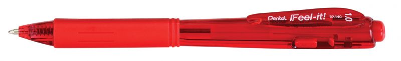 Pentel Kugelschreiber Feel-it! BX440, Druckmechanik, mit ergonomischer Griffzone, 0,5mm, Rot